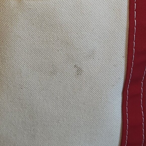 LL Bean Boat & Tote Cream & Red 12" x 10" Made In USA - Picture 5 of 8